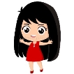 Cartoon Happy Girl with Long Black Hair Stock Vector - Illustration of  female, friends: 225506860